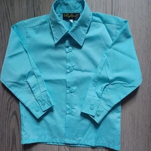 Rafael Teal Long Sleeve Button Down Shirt Size 2T